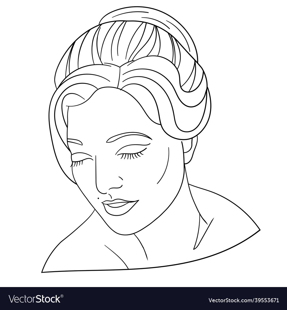 Portrait of a young woman coloring page royalty free vector