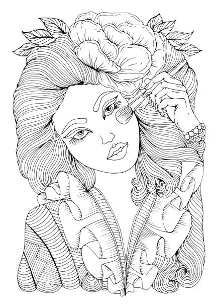 Woman coloring book stock illustrations royalty