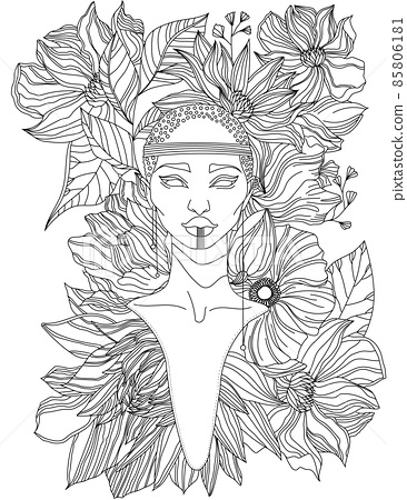 Tribal beautiful lady face decorated with