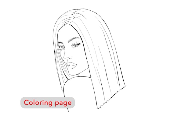 Premium coloring page jessy girl portrait woman line drawing adult coloring pages printable fashion girl illustration artwork