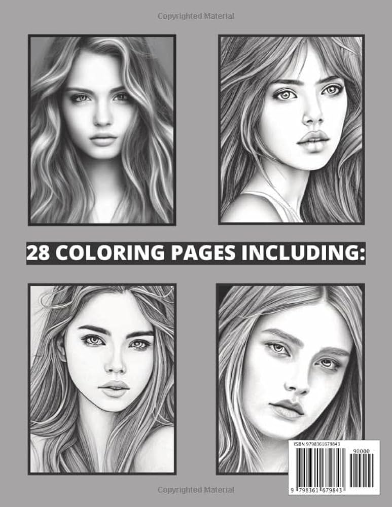Realistic faces coloring book a collection of grayscale portraits of beautiful women for teens and adults imagination expressions books