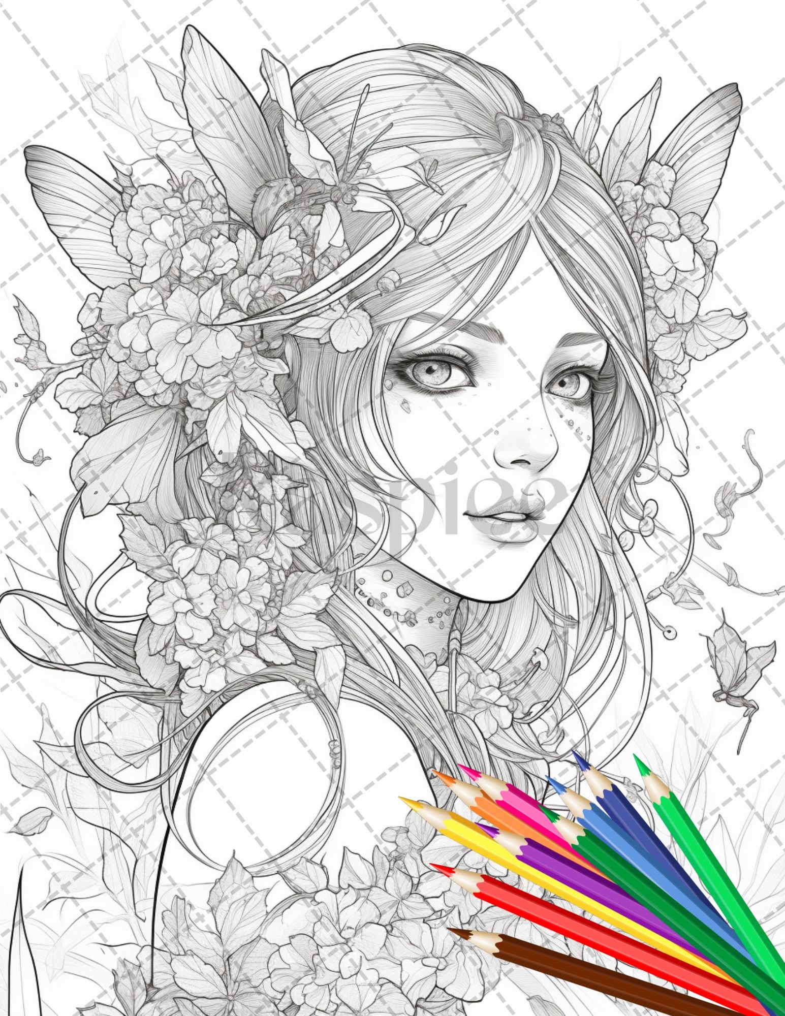 Anime fairy girl printable coloring pages for adults cute fairy gr â coloring