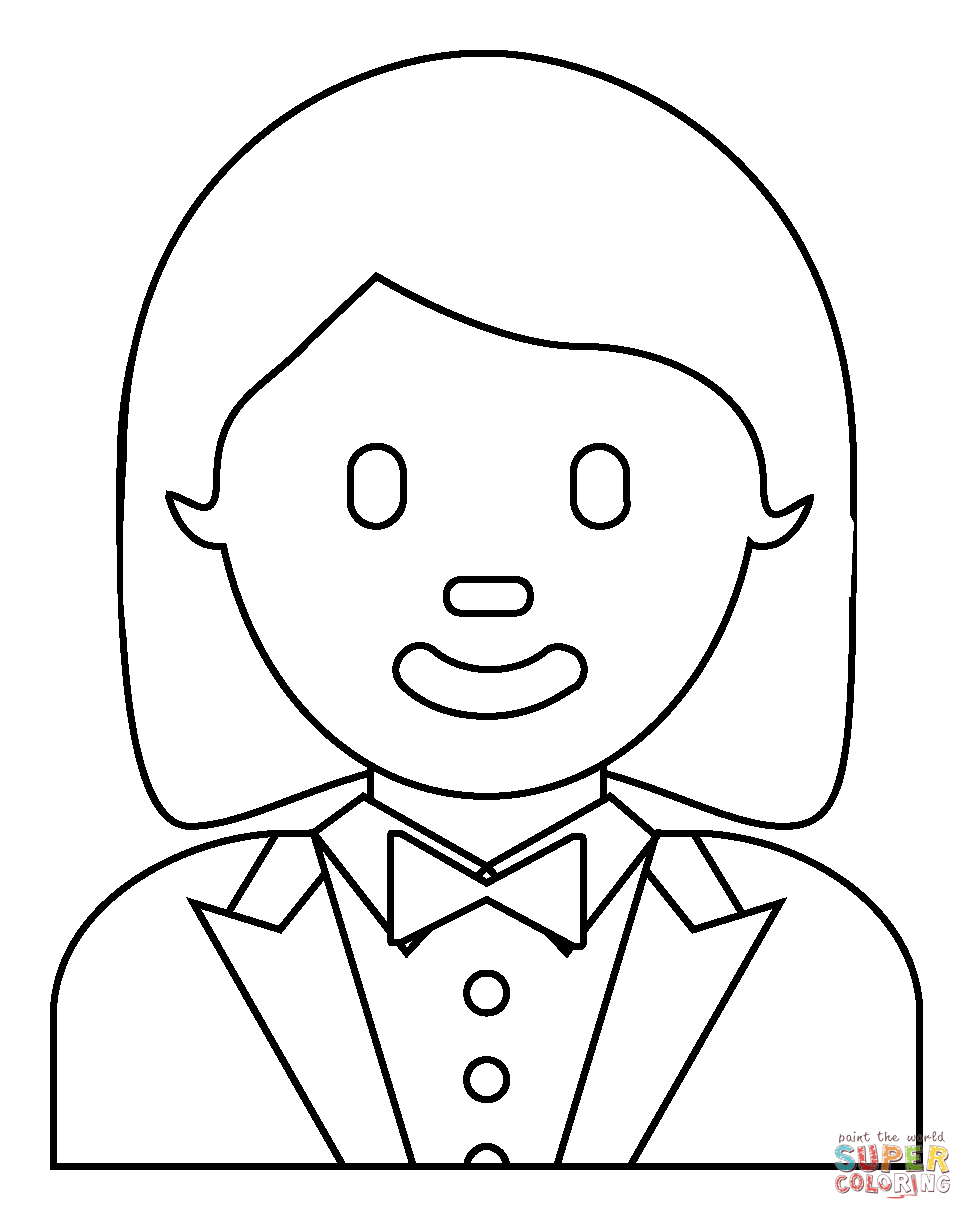 Woman in tuxedo emoji coloring page free printable coloring pages