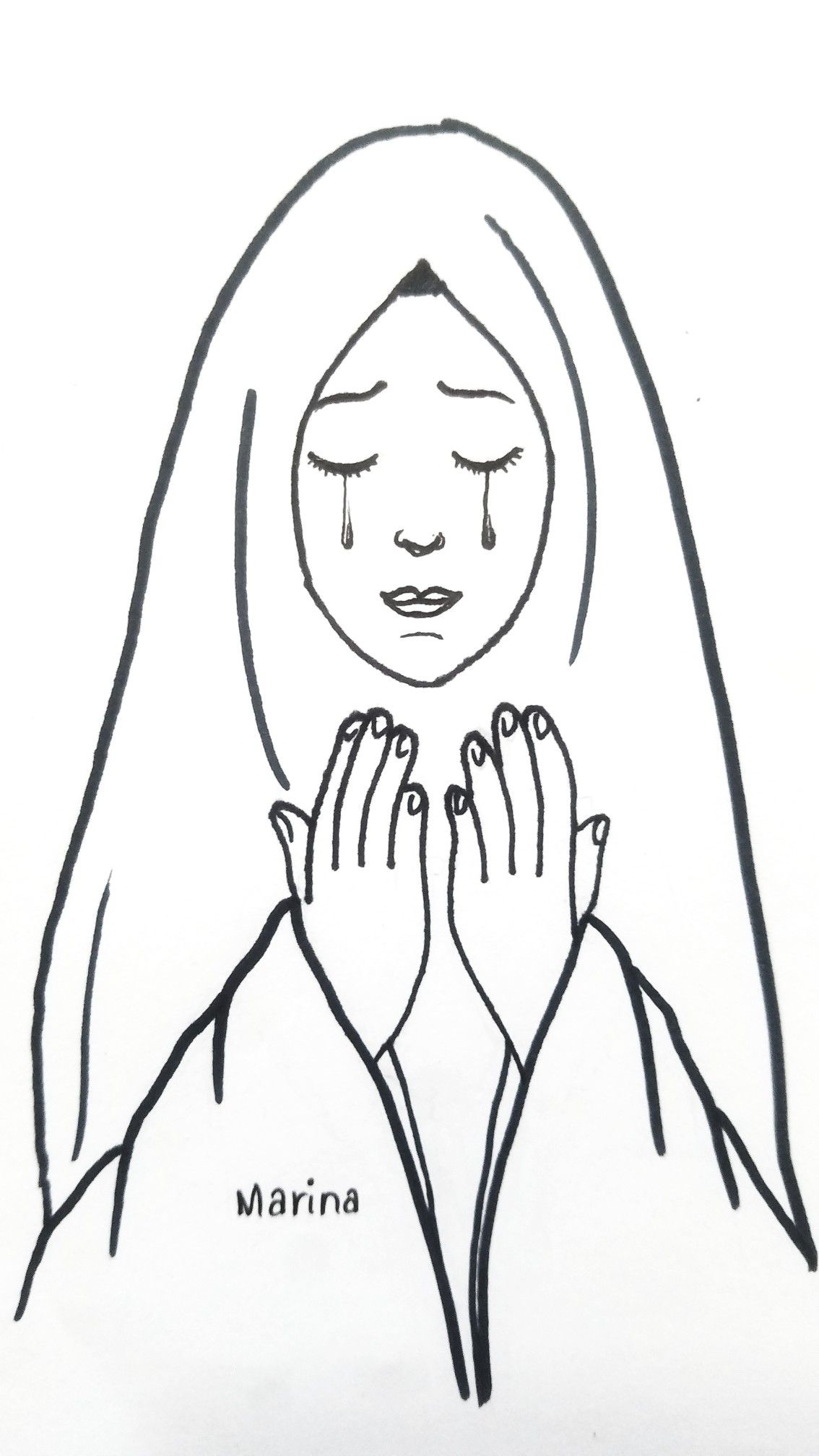 Girl praying with tears sketch girl drawing female sketch pray