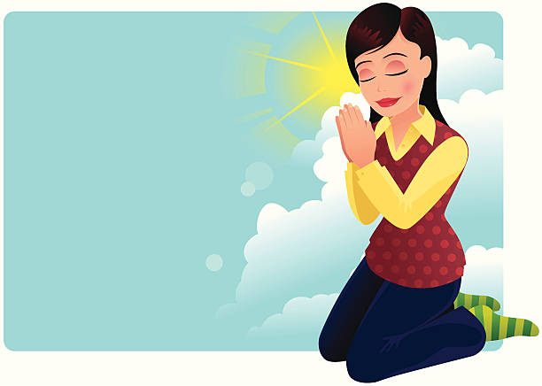Teens praying stock illustrations royalty