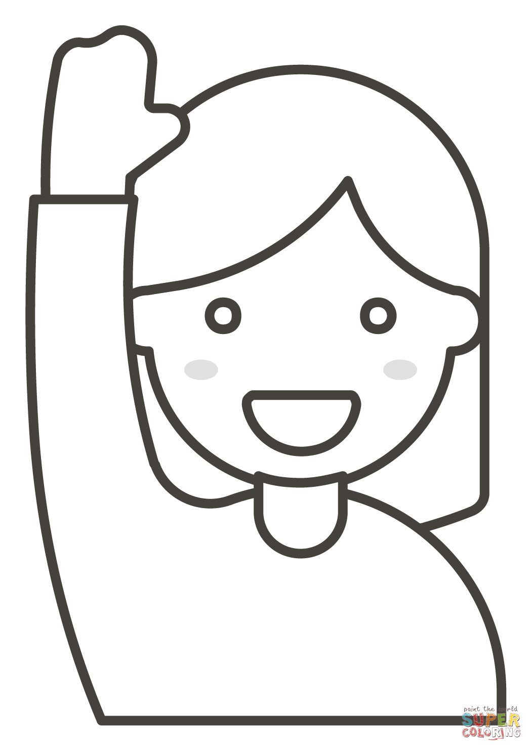 Woman raising hand coloring page free printable coloring pages