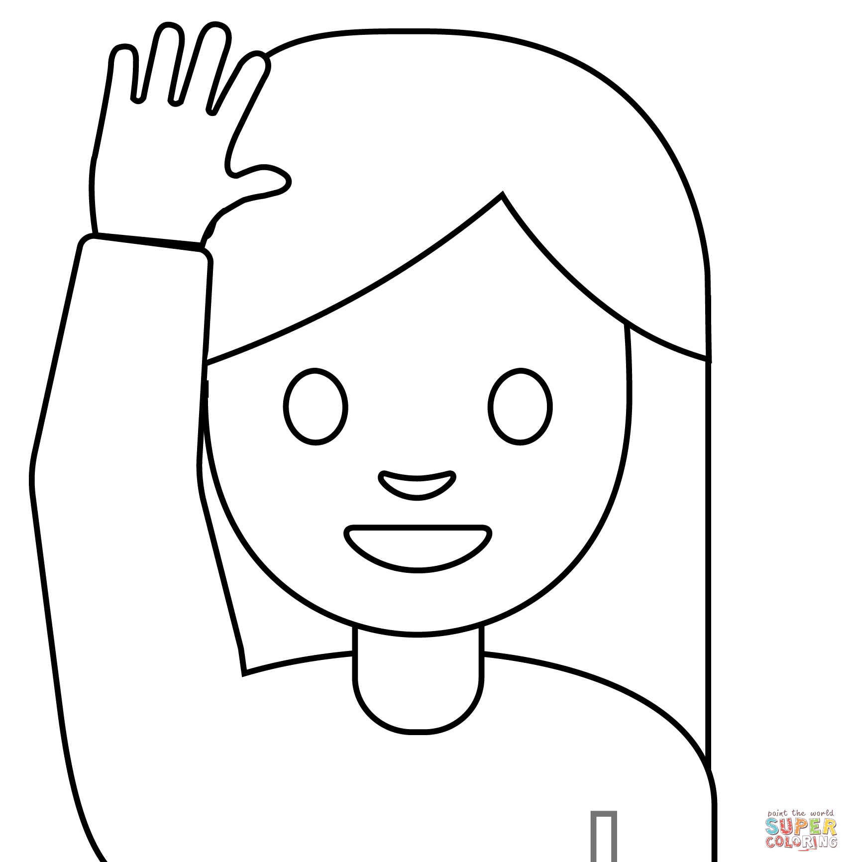 Person raising hand emoji coloring page free printable coloring pages