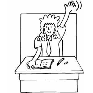 Girl raising hand coloring sheet