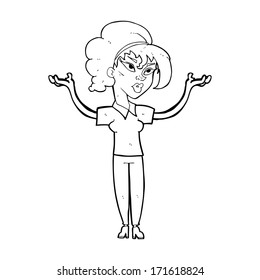 Cartoon woman raising hands air stock illustration