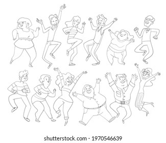 Dancing people group people jumping raised stock vector royalty free