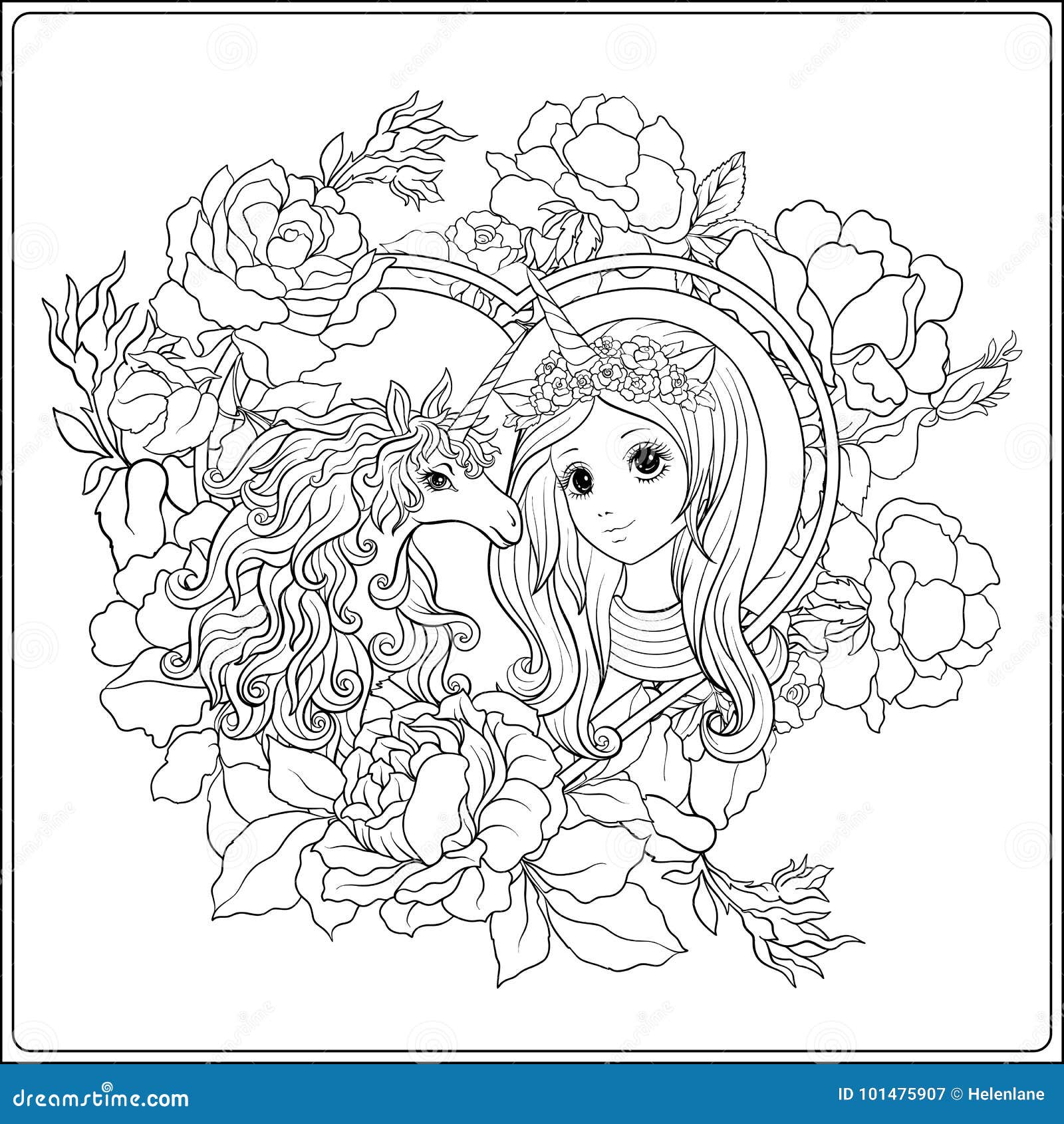 Girl rose coloring stock illustrations â girl rose coloring stock illustrations vectors clipart