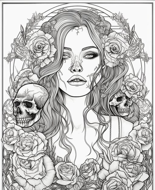 Premium ai image a woman with roses on her head and a wreath of roses on her head