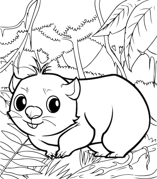 Premium vector cute wombat coloring pages for kids