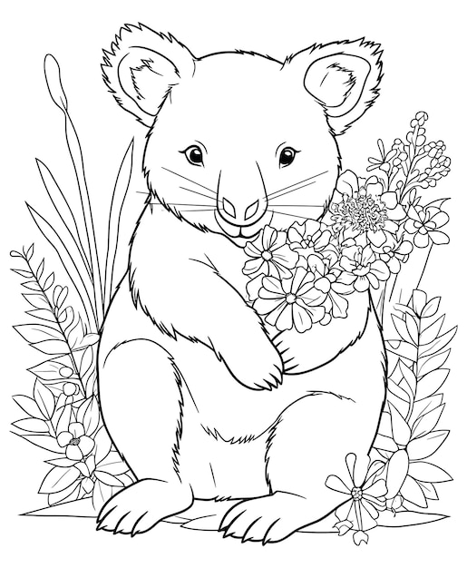 Premium vector wombat coloring page for kids