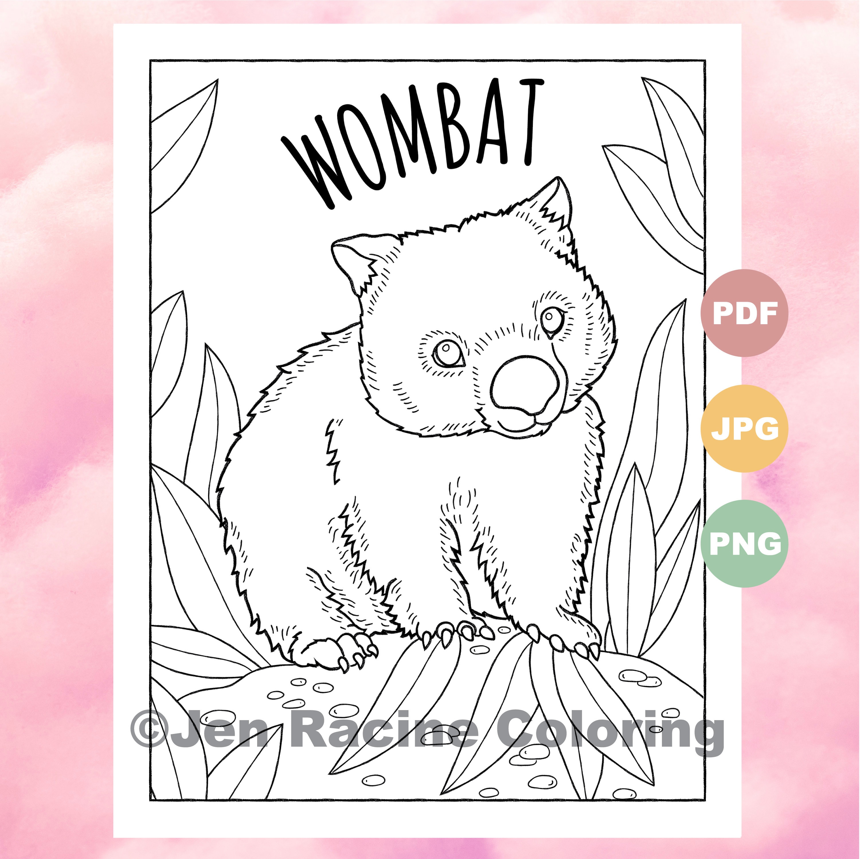 Wombat unmonly cute animal coloring page