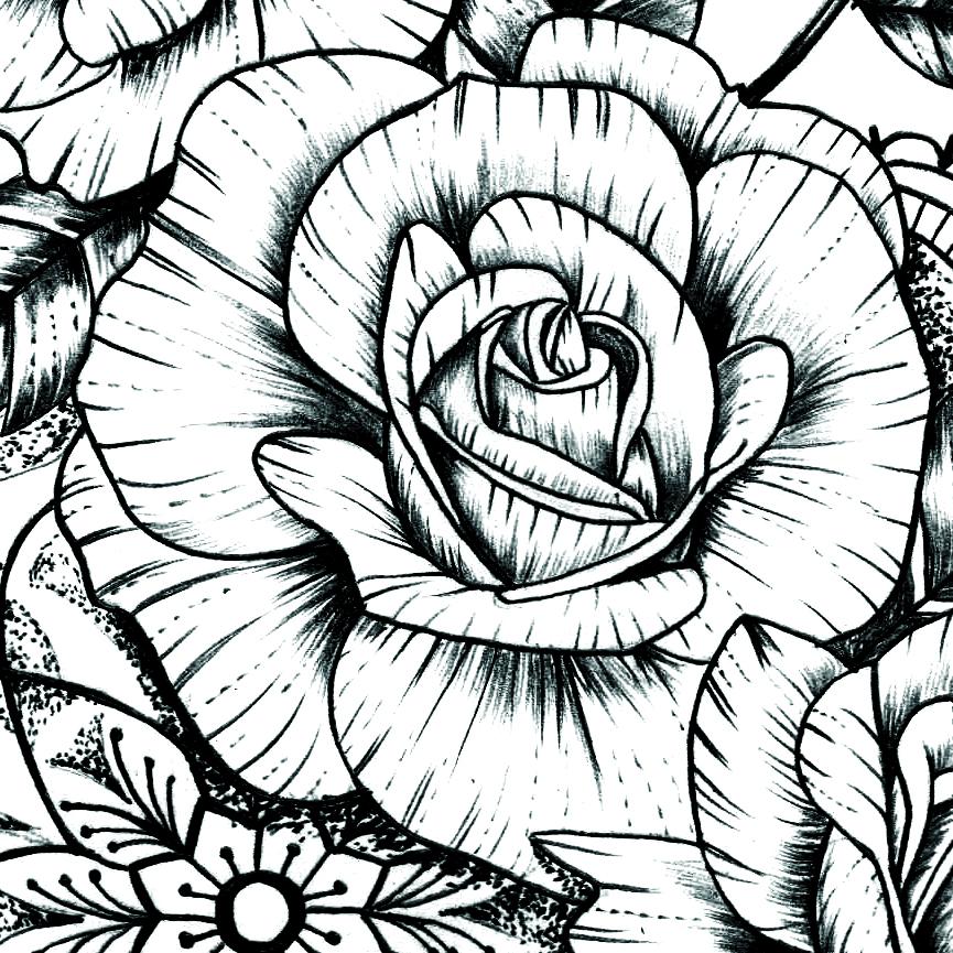 Sexy roses linework tattoo design â