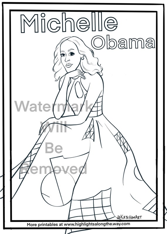 First lady michelle obama instant download printable black womens history coloring page teacher resource homeschool curriculum