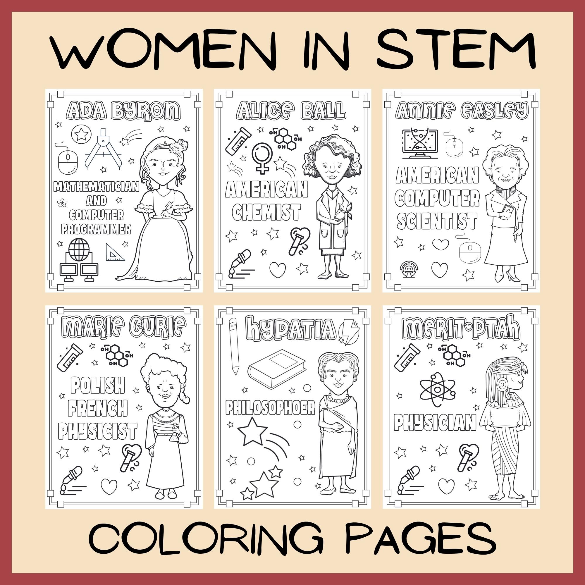 Womens history month coloring sheets famous women in stem coloring pages set women in history made by teachers