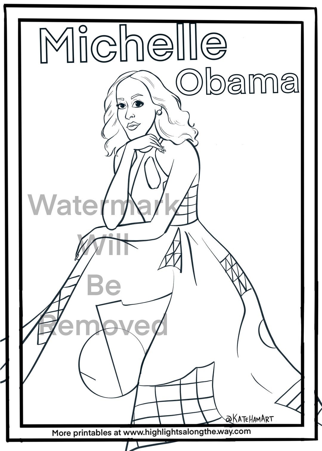First lady michelle obama instant download printable black womens history coloring page teacher resource homeschool curriculum