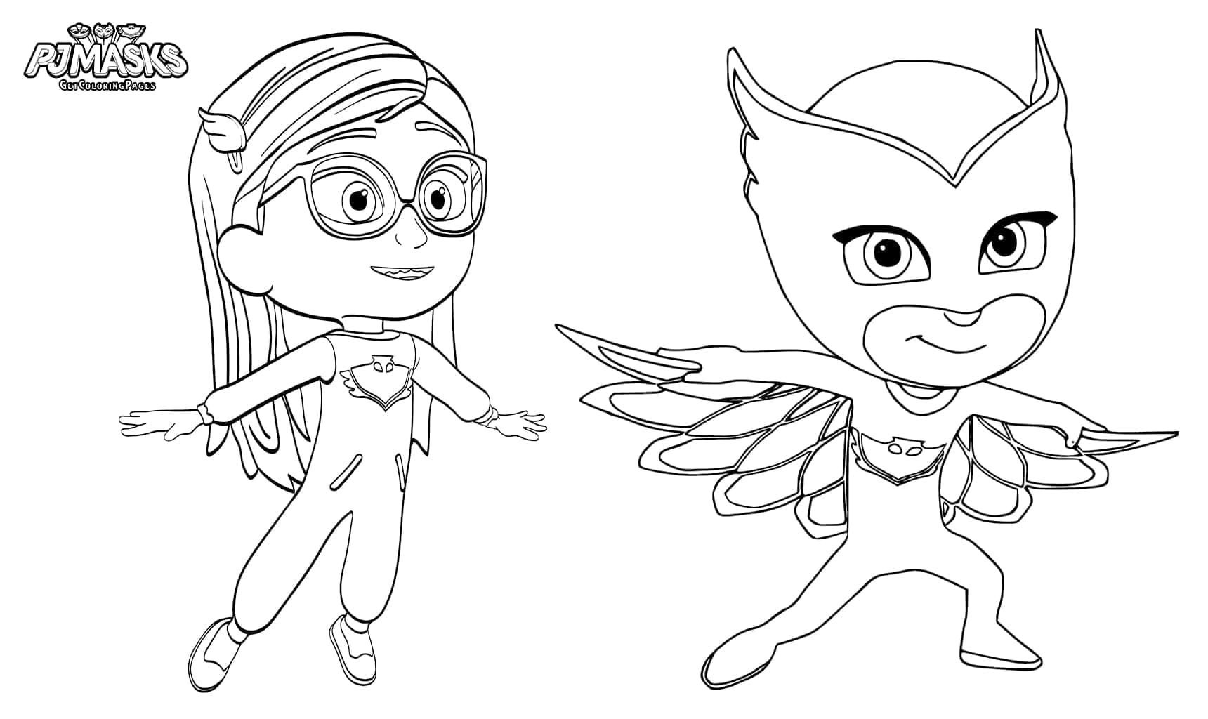 Pj masks wonder day coloring page