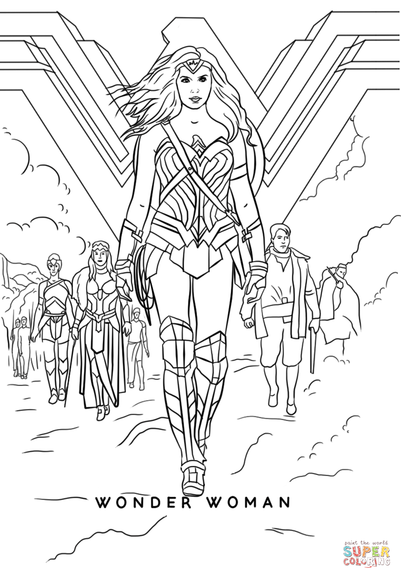 Wonder woman movie coloring page free printable coloring pages
