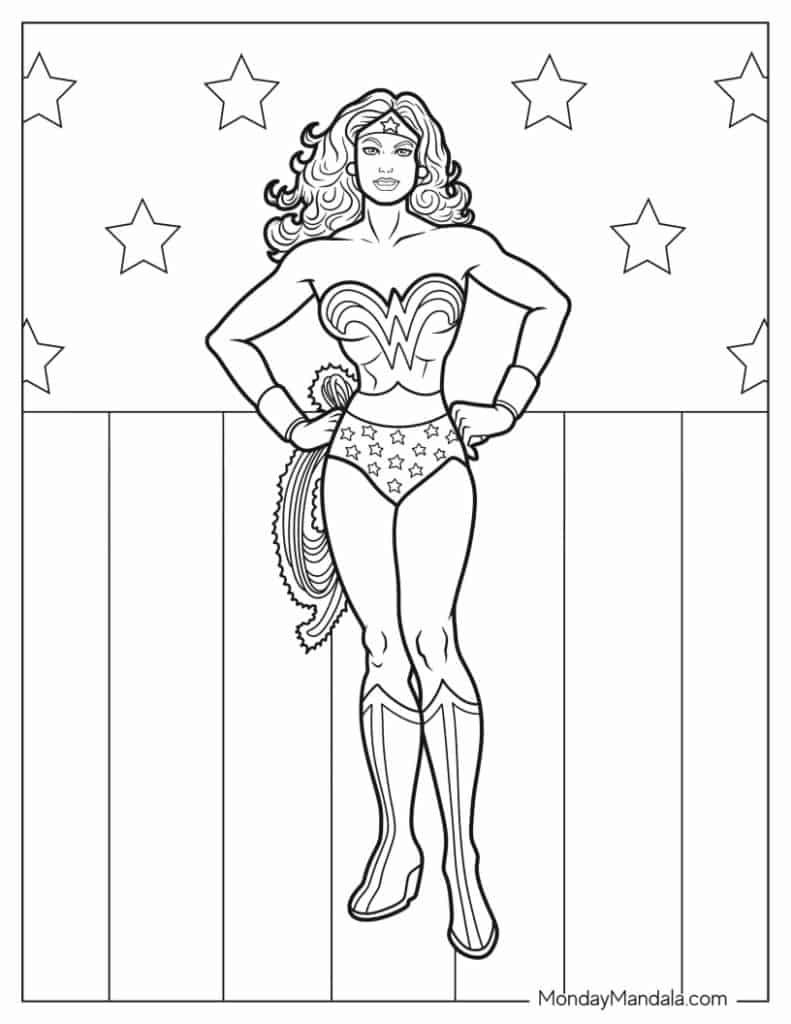 Wonder woman coloring pages free pdf printables