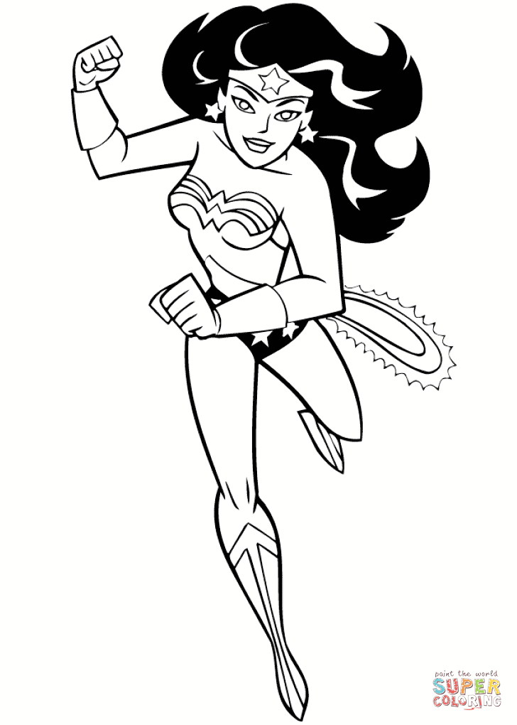 Cartoon wonder woman coloring page free printable coloring pages