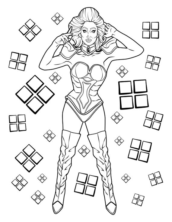 Drag queen adult coloring page digital download drag race gay pride printable