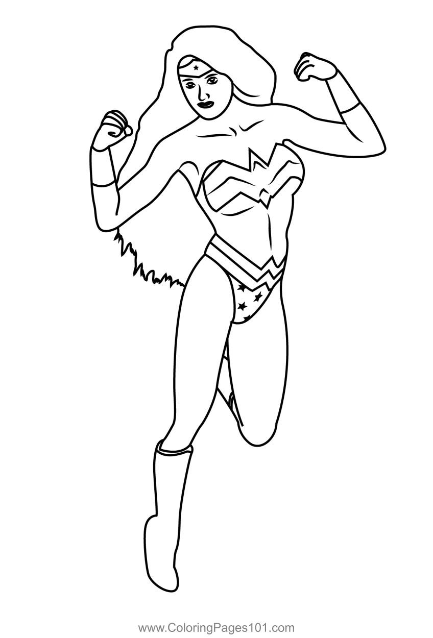 Wonder woman pinup coloring page for kids