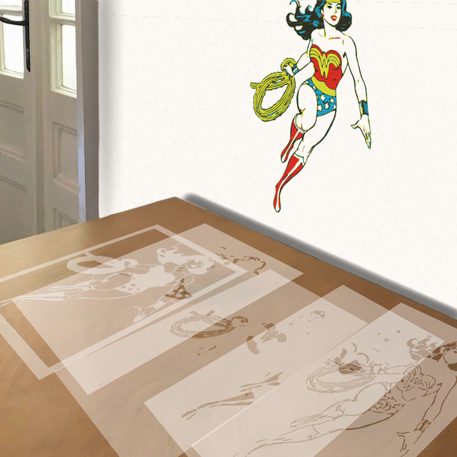 S wonder woman stencil in layers