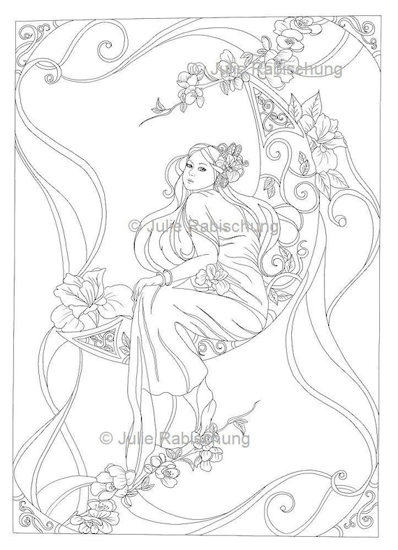 Art nouveau coloring page woman art nouveau coloring pages art nouveau coloring art nouveau adult coloring page
