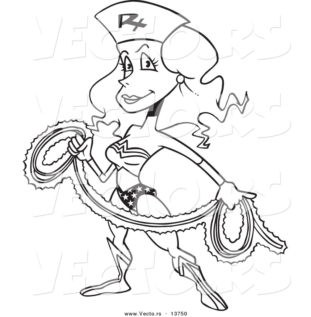 R of a cartoon wonder nue with a rope