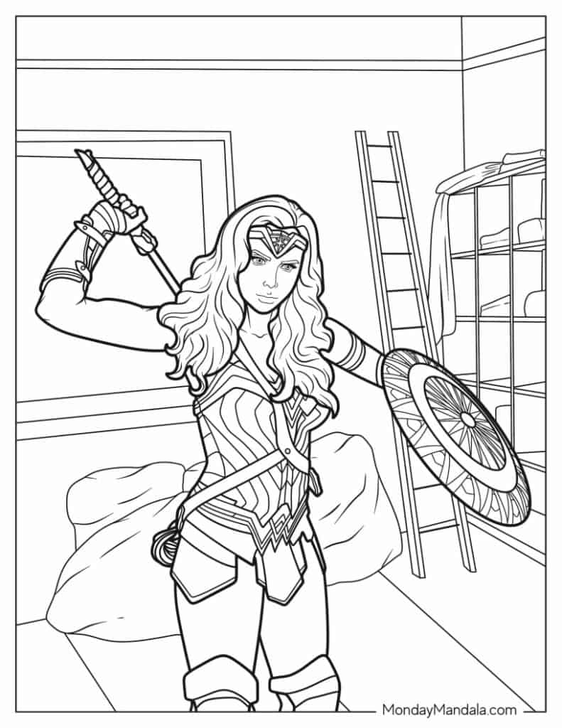 Wonder woman coloring pages free pdf printables