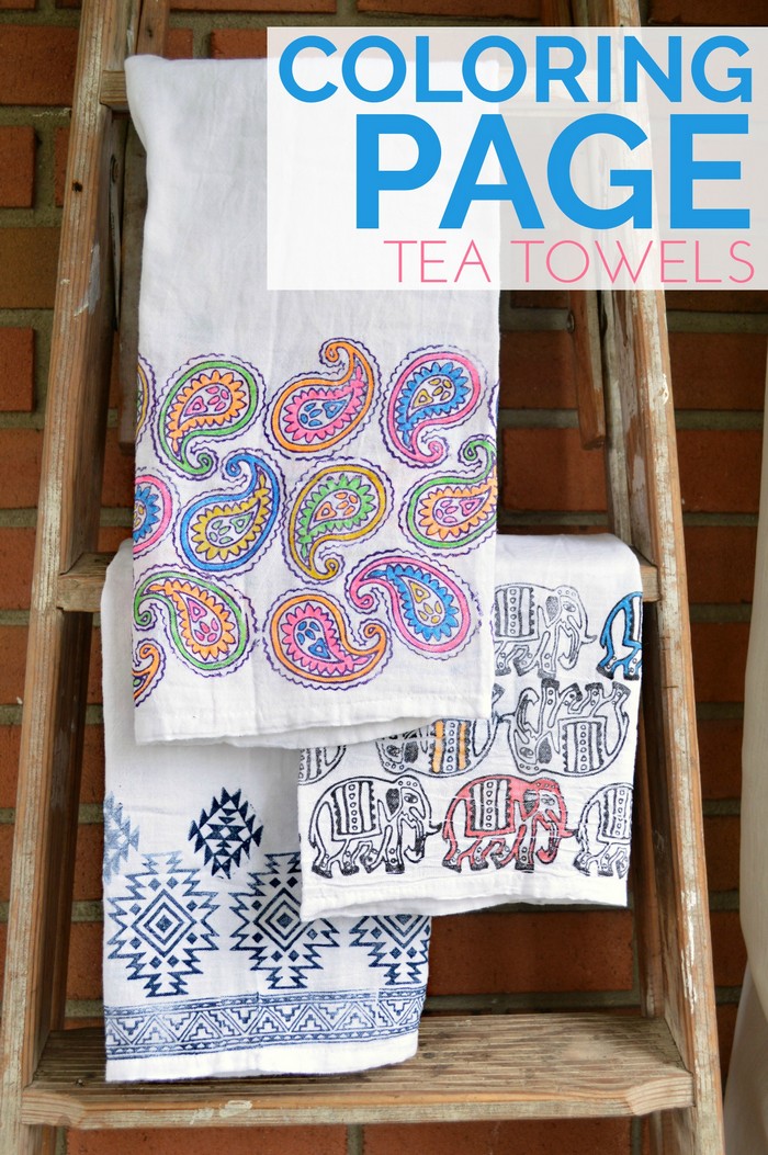 Diy coloring page tea towels handmade gifts mad in crafts