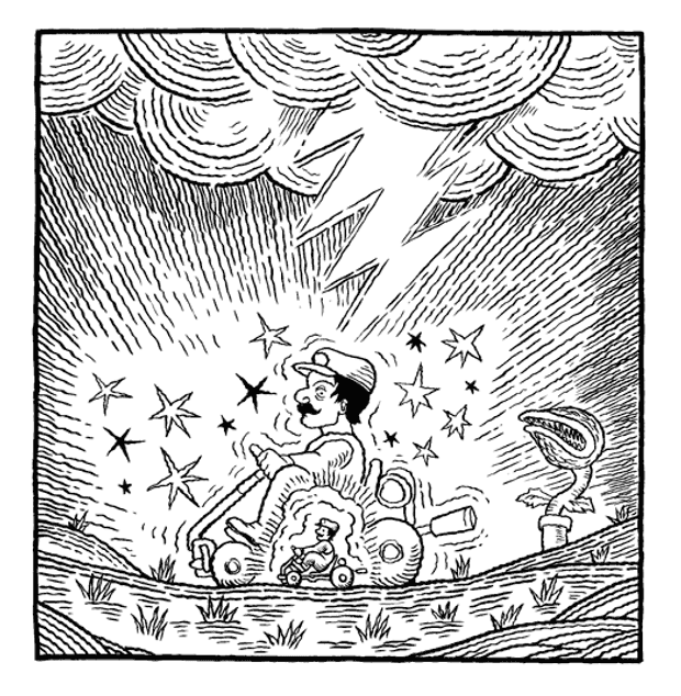 Mario kart woodcut colouring pages