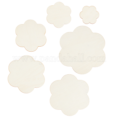 Shop ph pcs flower wood cutouts sizes unfinished wooden blanks natural undrilled wood sheets for macrame wall hanger pyrography oil painting farmhouse wreath for jewelry making