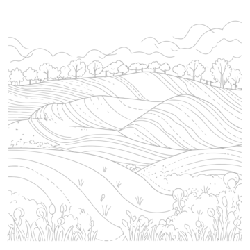 Drawing of fields and hills coloring page vector illustrator line drawing of a hill landscape outline sketch landscape drawing wing drawing rat drawing png and vector with transparent background for free download