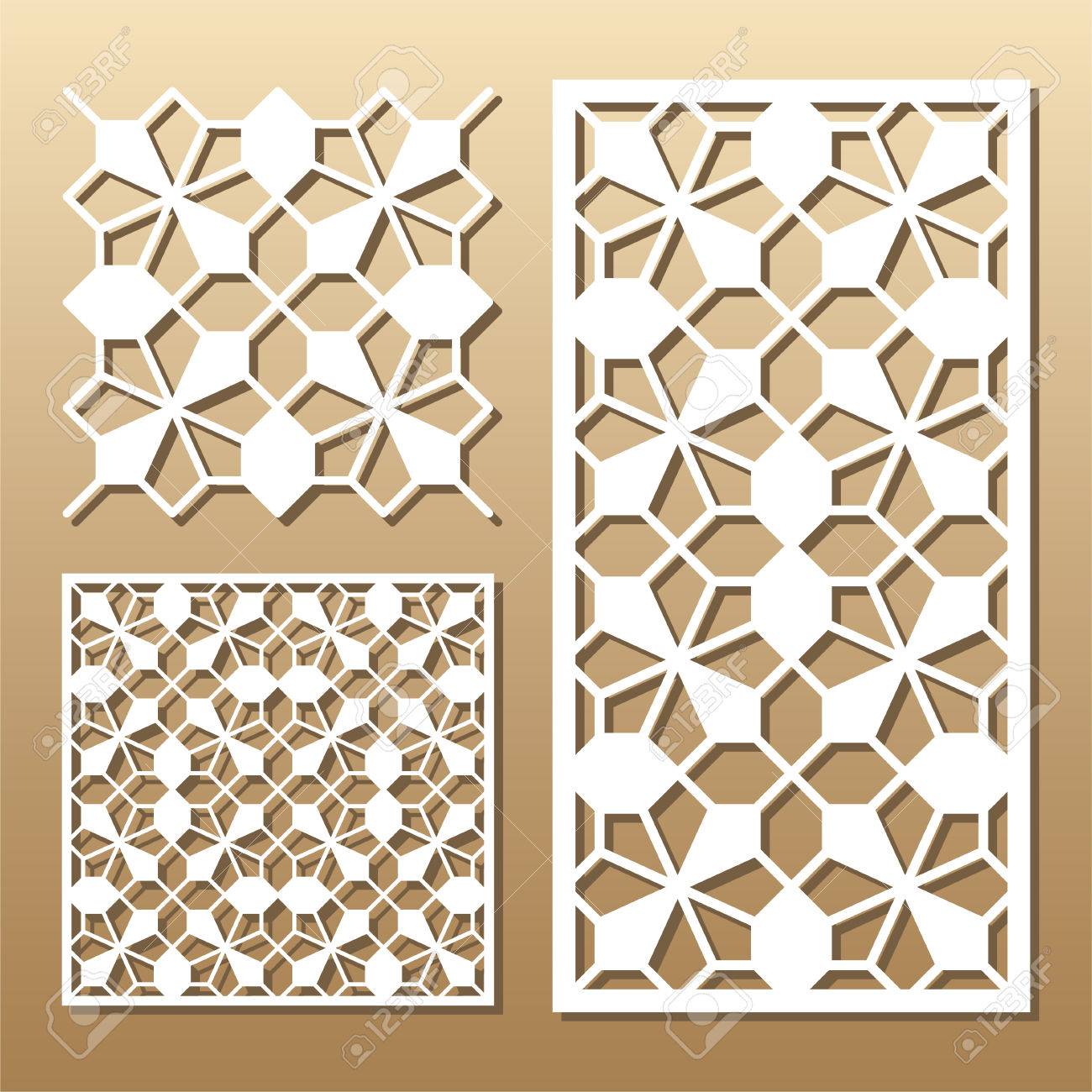 Die cut card laser cut vector panel cutout silhouette with geometric pattern a picture suitable for printing engraving laser cutting paper wood metal stencil manufacturing royalty free svg cliparts vectors and stock