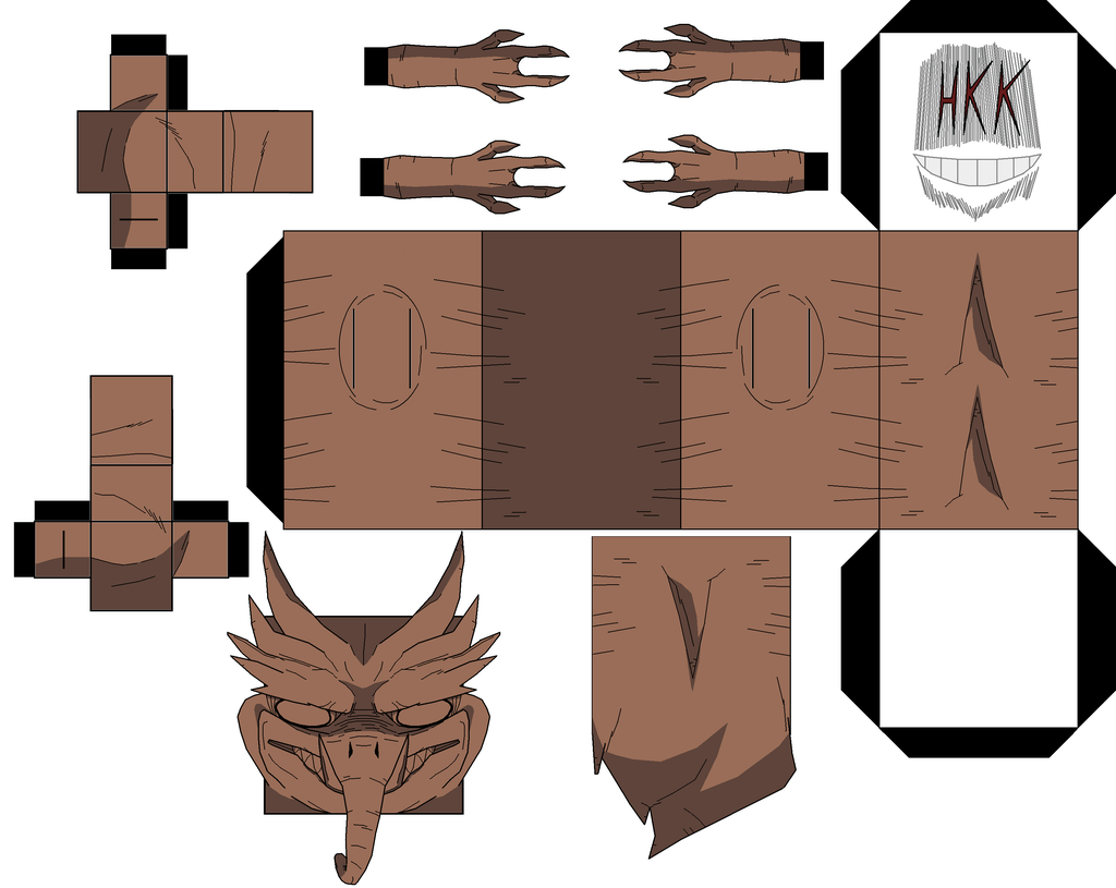 Wooden dragon paper toy free printable papercraft templates