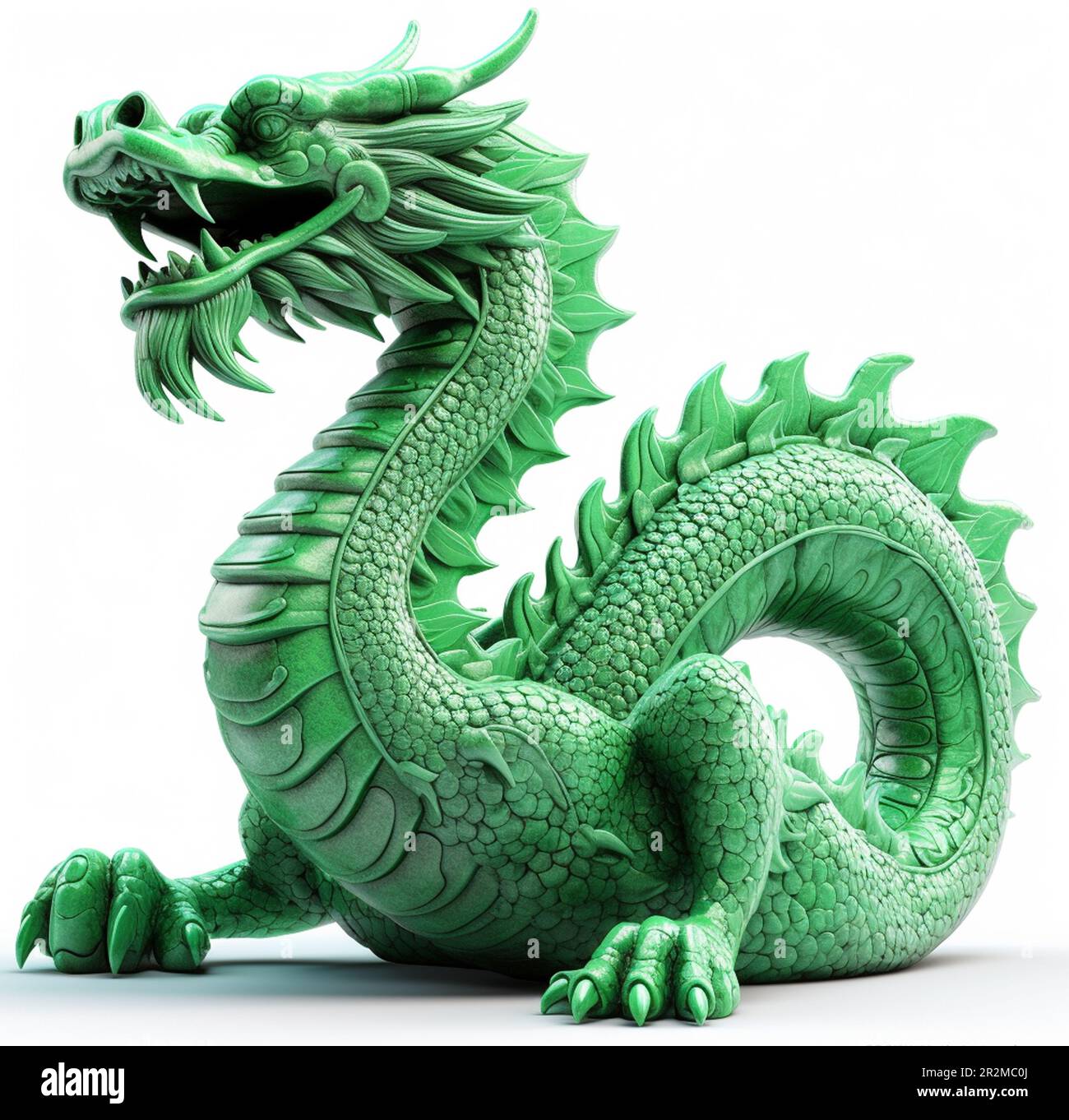 Symbol of the new year green wooden dragon stock photo