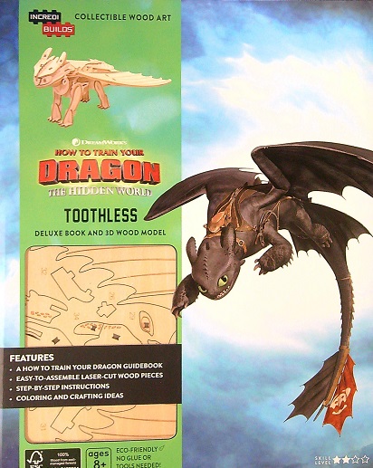 Toothless deluxe book and d wood model incredibuilds how to train your dragon the hidden world