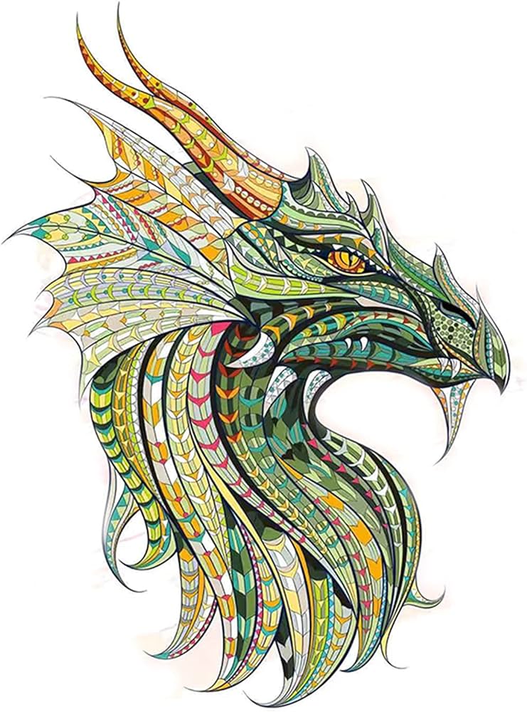 Qkfon strange wooden dragon puzzles mysterious guardian dragon puzzle colorful unique irregular shape puzzle