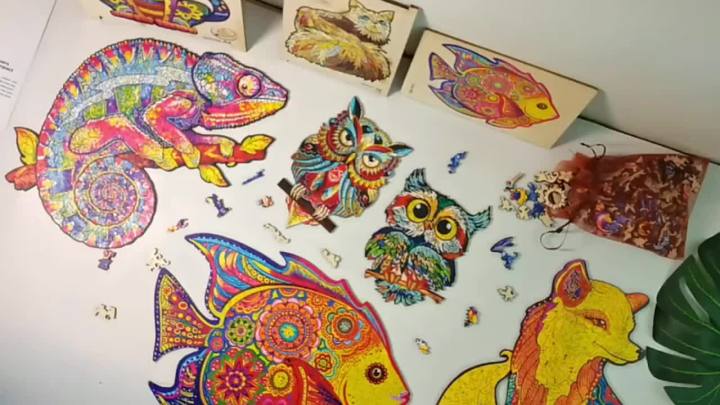 Colorful dinosaur puzzle games senior wooden animal puzzles for kids s interesting wooden toy sterious dragon diy drawing