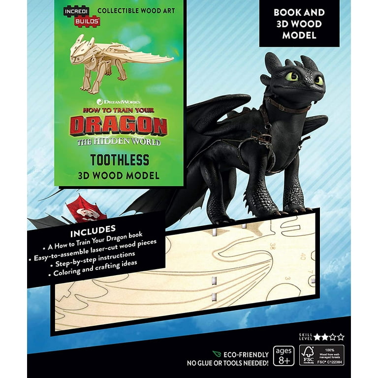 Dreamworks how to train your dragon toothless d wood puzzle model figure kit pcs