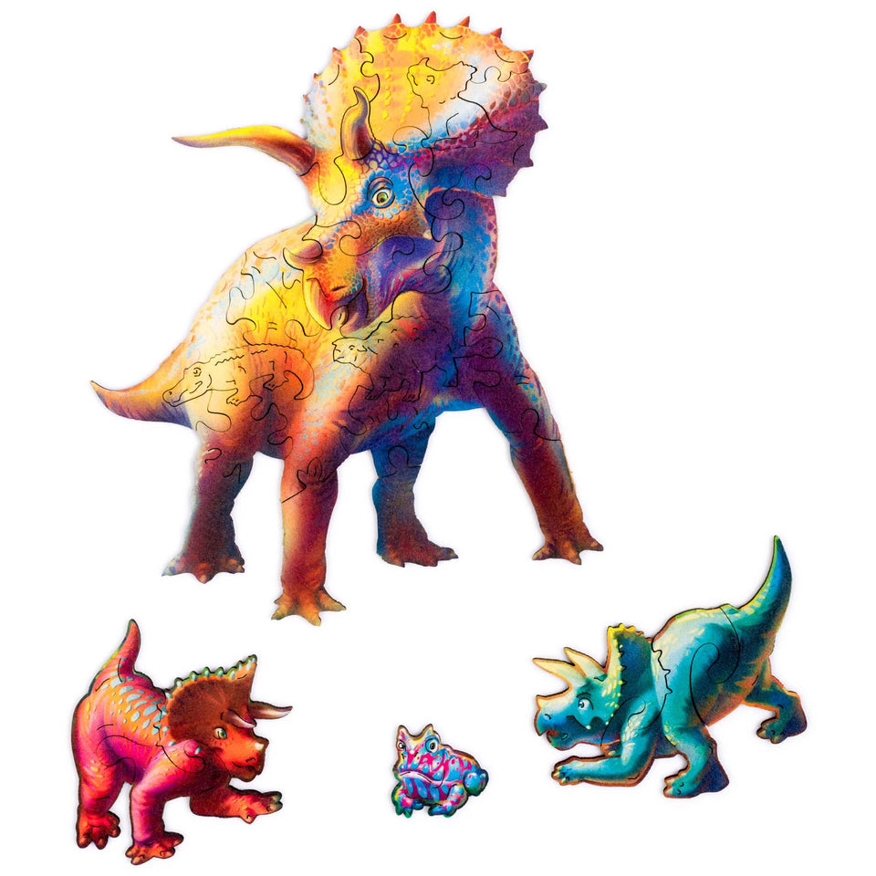 Wooden triceratops puzzle for kids