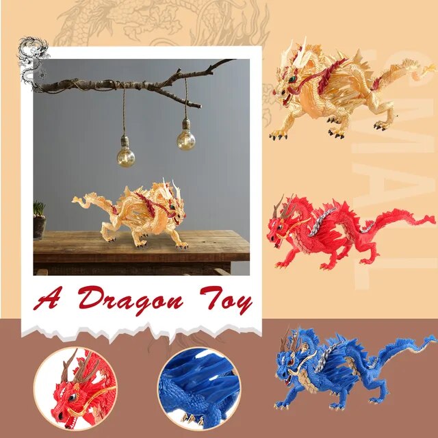 Cm big size golden red blue chinese dragon animal models action figures lifelike educational kids toys gifts decorations