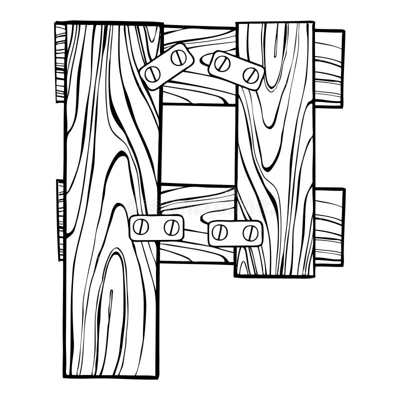 Wooden letter h engraving vector illustration stock vector