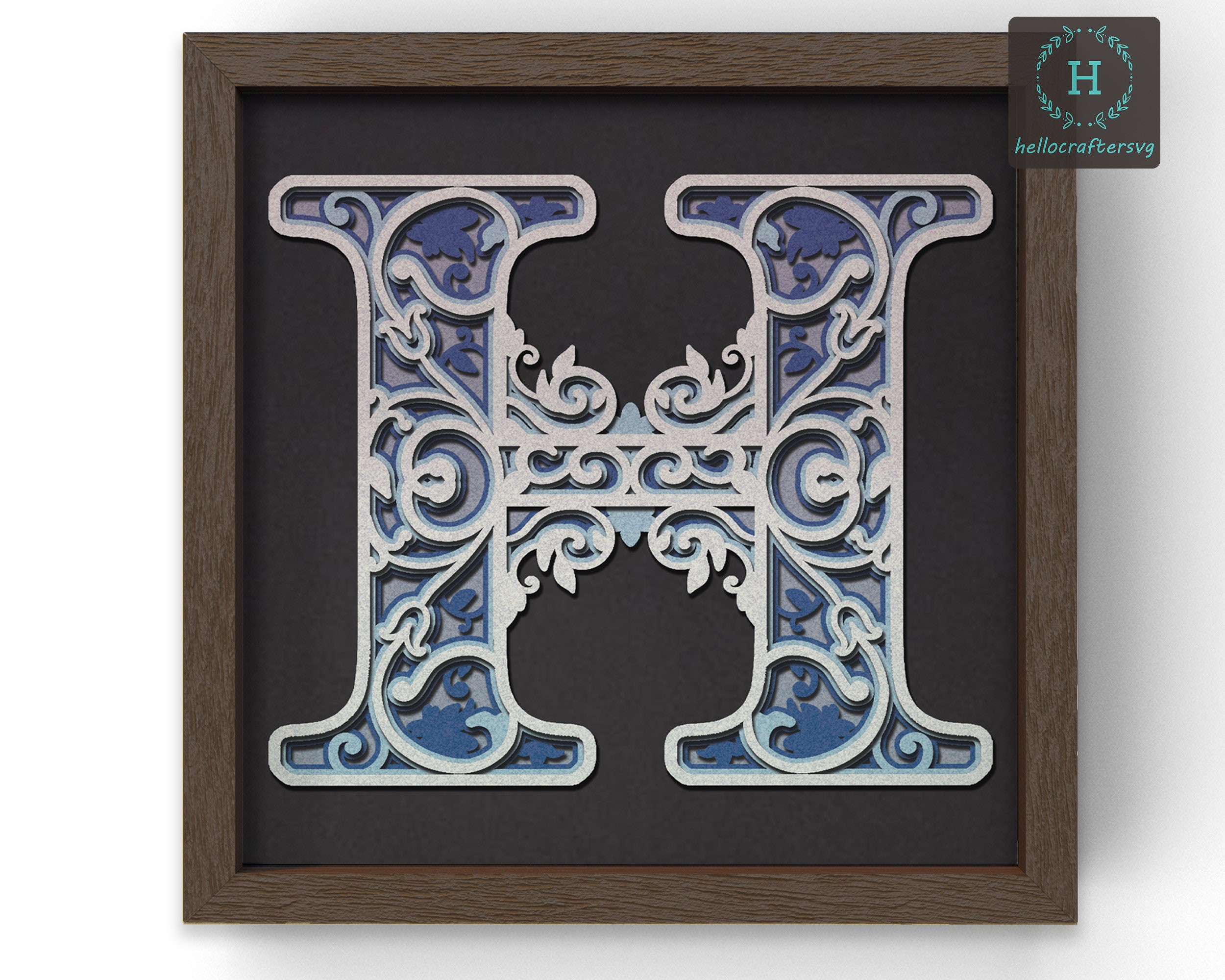 D letter h svg alphabet h d shadow box file svg cardstock files cricut files silhouette files hellocraftersvg