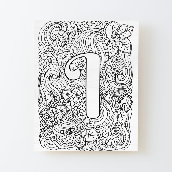 Adult coloring page monogram letter i mounted print for sale by mamasweetea