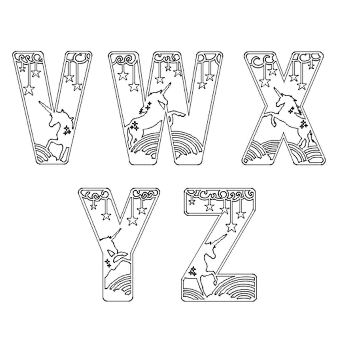 Unirn theme layered letters